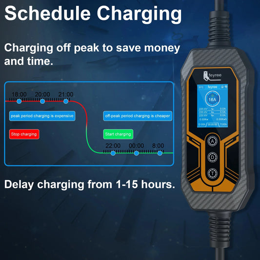 feyree GB/T 11KW 16A 3Phase Portable EV Charger Smart APP WIFI Version 5m Cable Gift Bag for Electric Vehicle Charging Station by 54 Energy - Renewable Energy Store