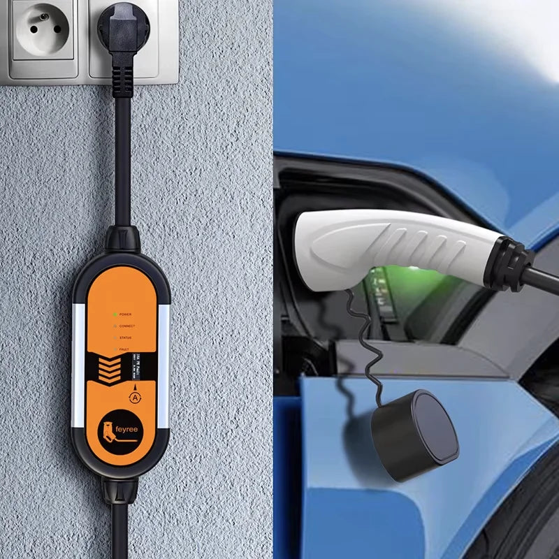 feyree Portable EV Charger Type2 IEC62196-2 16A EVSE Charging Cable Type1 SAE J1772 EU Plug Controller Wallbox for Electric Car by 54 Energy - Renewable Energy Store