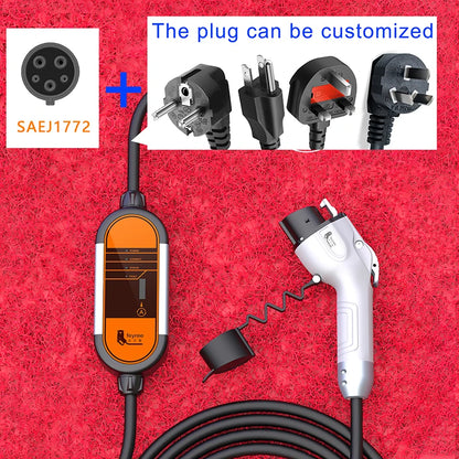 feyree Portable EV Charger Type2 IEC62196-2 16A EVSE Charging Cable Type1 SAE J1772 EU Plug Controller Wallbox for Electric Car by 54 Energy - Renewable Energy Store