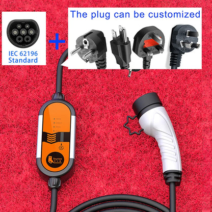 feyree Portable EV Charger Type2 IEC62196-2 16A EVSE Charging Cable Type1 SAE J1772 EU Plug Controller Wallbox for Electric Car by 54 Energy - Renewable Energy Store