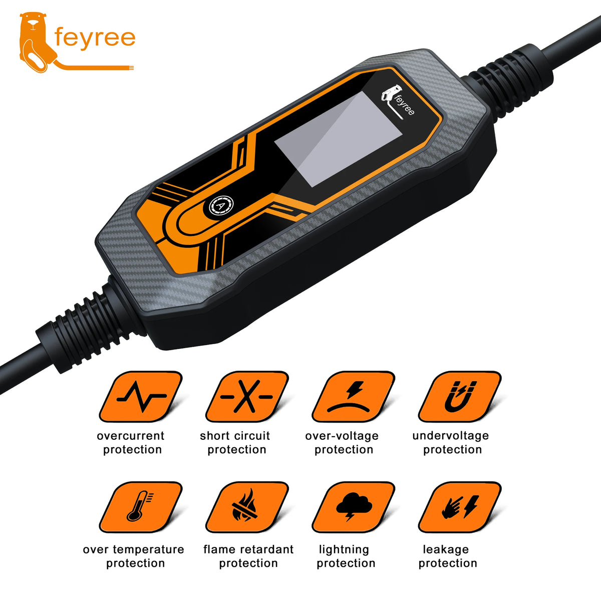 feyree Portable EV Charger Wallbox Type1 j1772 7KW 32A 1Phase with CEE Plug EVSE Charging Box for Electric Car Charger 5m Cable by 54 Energy - Renewable Energy Store