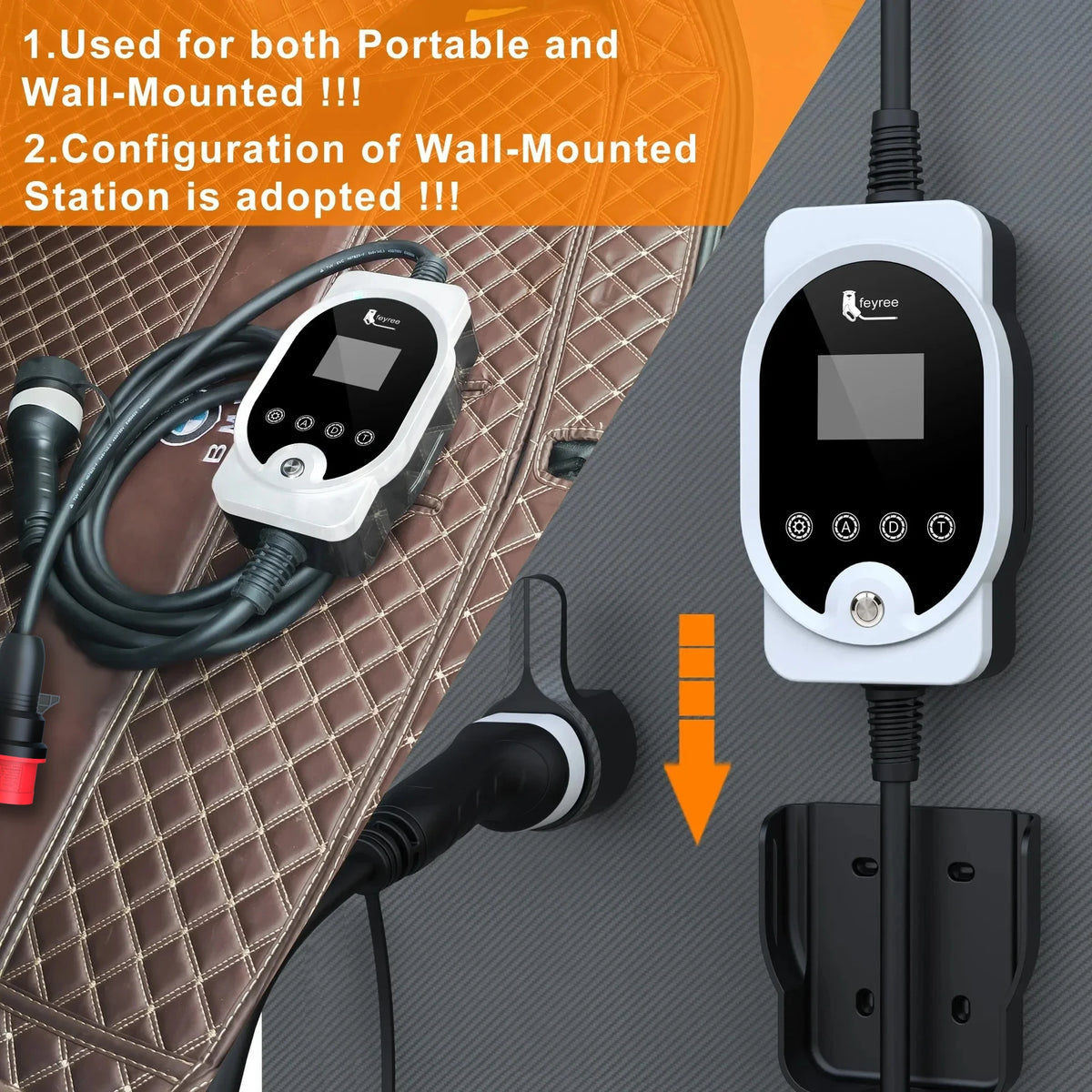 feyree Type2 11KW EVSE Wallbox EV Portable Charger 16A 3Phase Wi-Fi Smart APP Control Charging Station for Electric Car Charger by 54 Energy - Renewable Energy Store