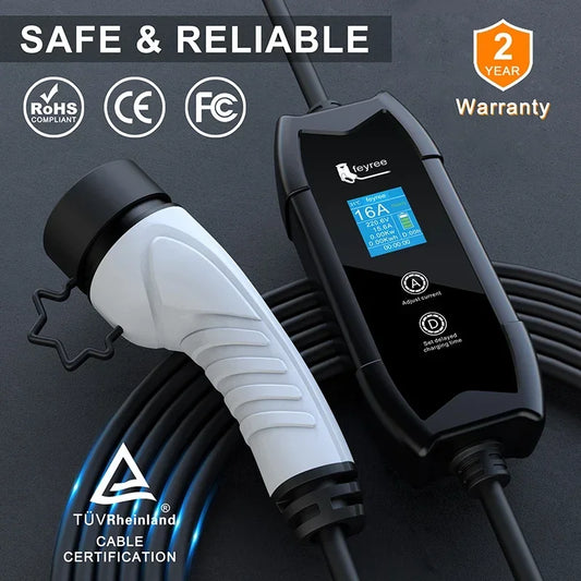 feyree Type2 16A 3.5kW EV Charger Portable Charging Box 5M Cable GBT Socket Type1 J1772 Adapter for Electric Vehicle Car Charger by 54 Energy - Renewable Energy Store