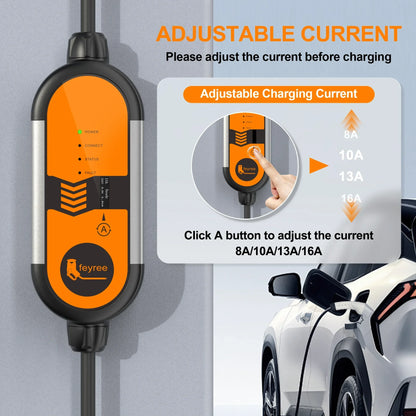 feyree Type2 3.5KW 16A 1Phase Portable EV Charger EVSE Charging Cable 5m Schuko Plug Current Adjustable for Electric Car Charger by 54 Energy - Renewable Energy Store