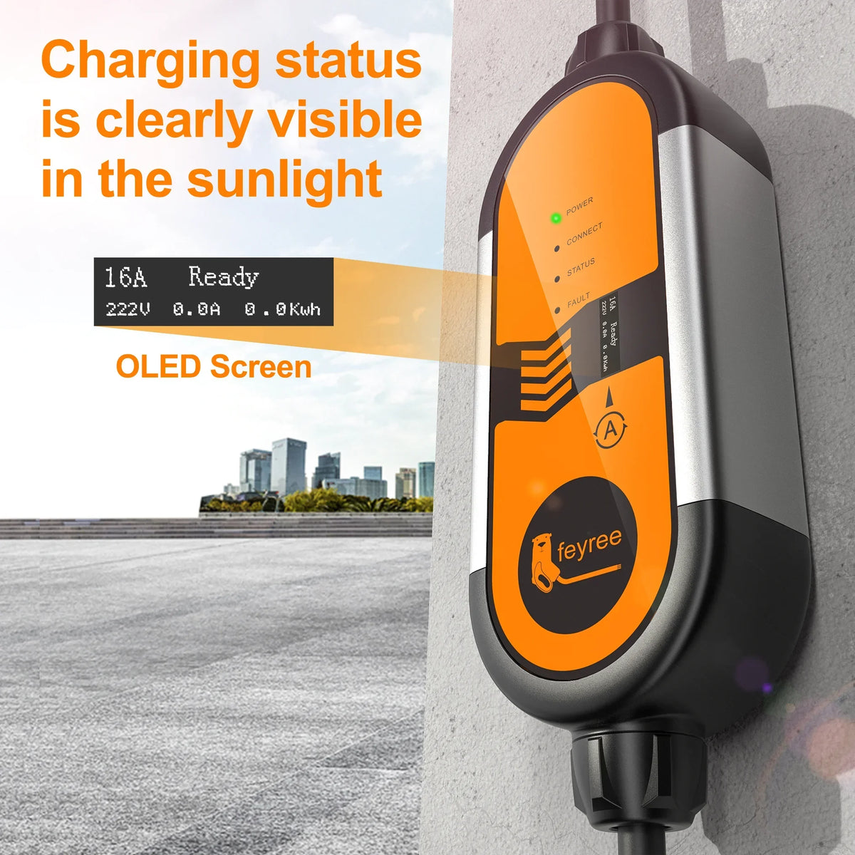 feyree Type2 3.5KW 16A 1Phase Portable EV Charger EVSE Charging Cable 5m Schuko Plug Current Adjustable for Electric Car Charger by 54 Energy - Renewable Energy Store