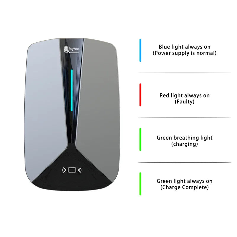 feyree Type2 32A 7.6KW 1Phase EV Charger EVSE Wallbox RFID Cards Version 5m Cable Charging Station for Electric Vehicle Car by 54 Energy - Renewable Energy Store