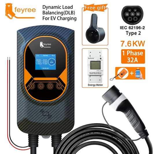 feyree Type2 Cable 32A 7.6KW EV Charger Dynamic Load Blancing EVSE Wallbox APP Function 11KW 22KW Charging Station Electric Car by 54 Energy - Renewable Energy Store