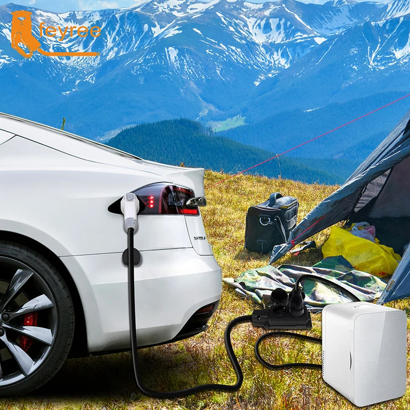 feyree V2L Cable Discharge Plug EV Charger GBT Socket 16A Charging Cable 5m with EU Adapter Outdoor Power Station Electric Car by 54 Energy - Renewable Energy Store
