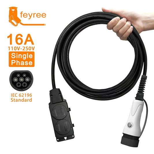 feyree V2L Cable Electric Car Side Discharge Plug EV Charger Type2 16A with EU Socket Outdoor Power Station( Upgraded Version) by 54 Energy - Renewable Energy Store