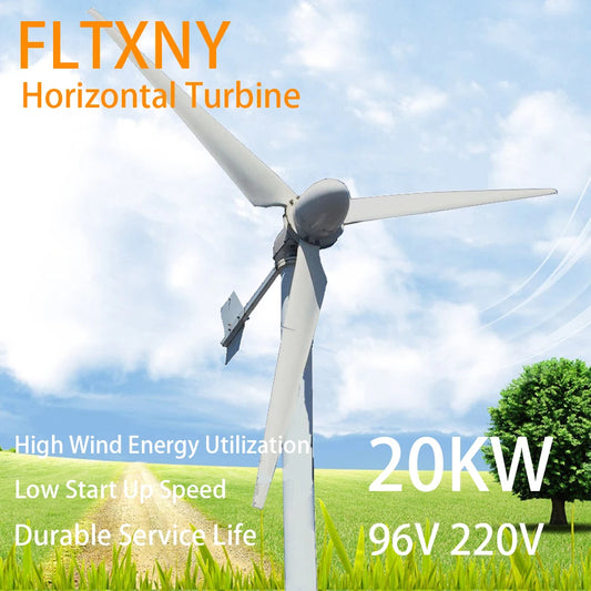 20KW Wind Generator Horizontal Wind Turbine With Glass Fiber Blades AC Out Put 20000W 96V 220V For Home Use