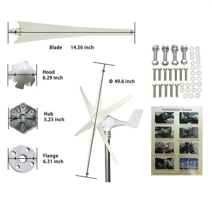 Small Wind Turbine Generator 600W 5 Blades 12v 24v 48v Windmill With MPPT/PWM Controlle High Efficient Domestic