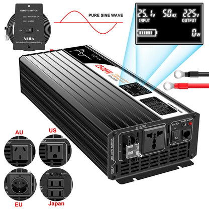 1500W 2000W 2500W 3000W pure sine wave solar power inverter 12V/24V/48V DC to 110V 220V AC LCD screen - 54 Energy - Renewable Energy Store