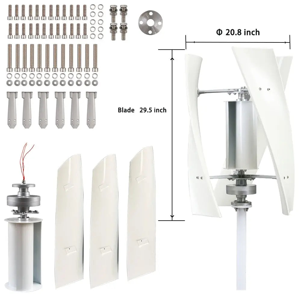 New Energy Windmill 2000W 12v 24v 48v Vertical Wind Turbine Generator High Efficiency Low RPM with MPPT Controller Inverter - 54 Energy - Renewable Energy Store