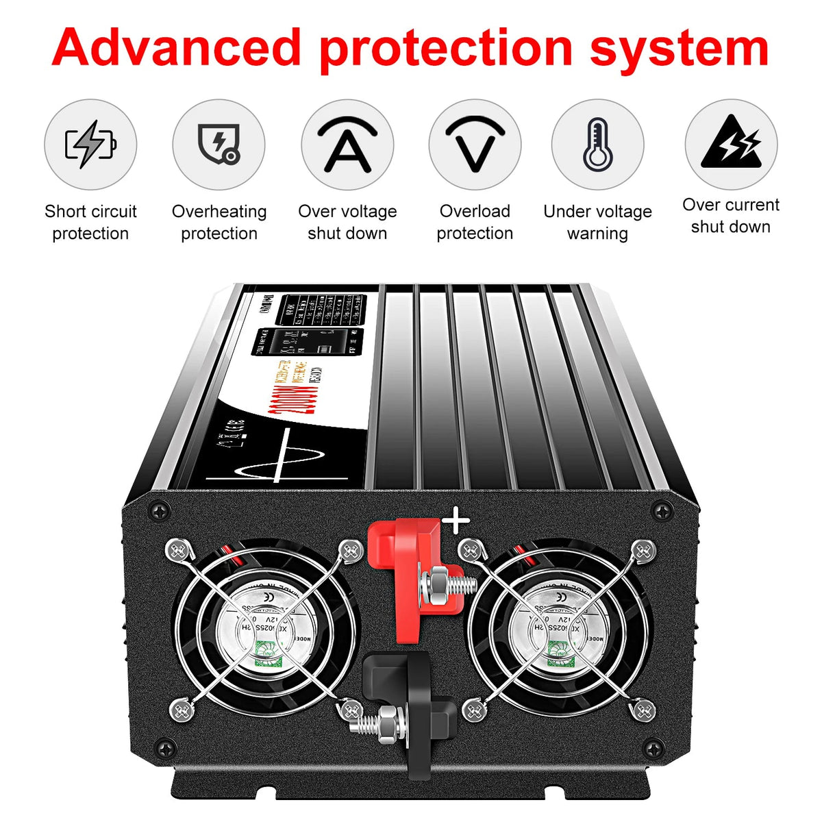 2000W pure sine wave power inverter 12V/24V/48V DC to 110V 220V AC LCD screen - 54 Energy - Renewable Energy Store
