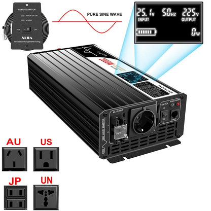 2000W pure sine wave solar power inverter DC 12V 24V 48V  to AC 110V 220V digital display - 54 Energy - Renewable Energy Store