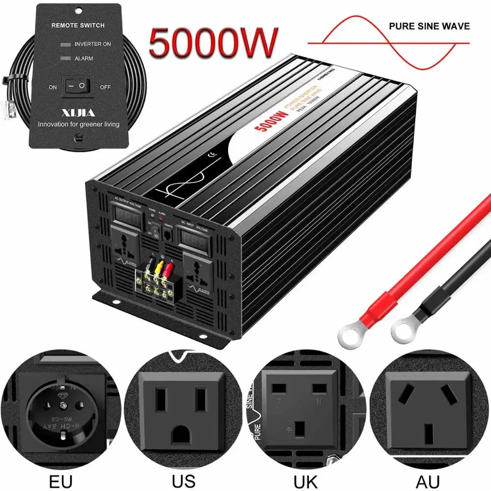 5000W (remote control) pure sine wave solar power inverter DC 12V 24V 48V to AC 110V  220V digital display - 54 Energy - Renewable Energy Store