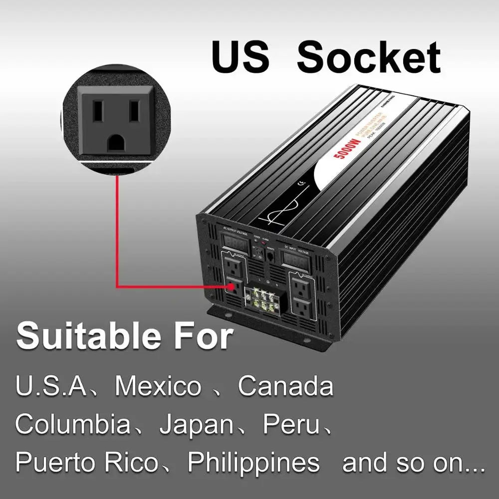 5000W (remote control) pure sine wave solar power inverter DC 12V 24V 48V to AC 110V  220V digital display - 54 Energy - Renewable Energy Store