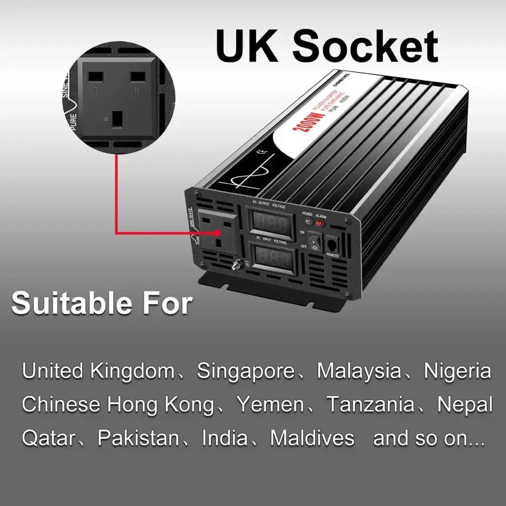 5000W (remote control) pure sine wave solar power inverter DC 12V 24V 48V to AC 110V  220V digital display - 54 Energy - Renewable Energy Store