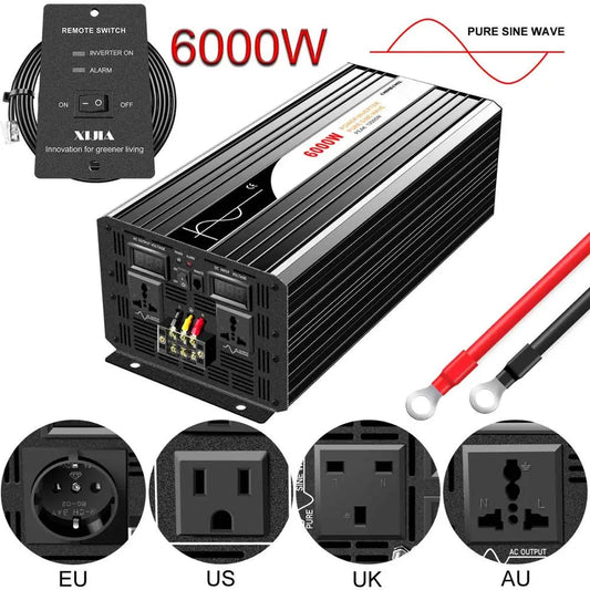 6000W pure sine wave inverter 12v 110v with remote control solar power inverter DC 24v 48v to AC 220v digital display - 54 Energy - Renewable Energy Store