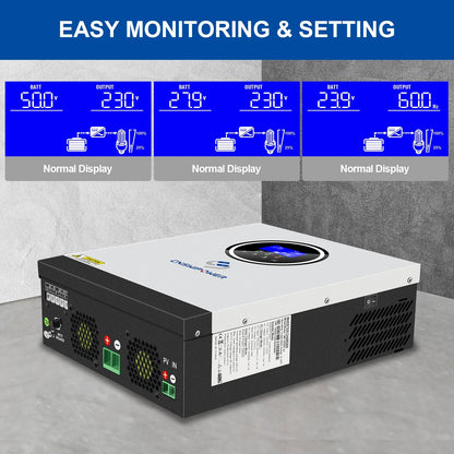 CNSWIPOWER Hybrid solar inverter 24V 220V-240V 3200VA 3000W Built-in 80A MPPT controller LCD screen - 54 Energy - Renewable Energy Store