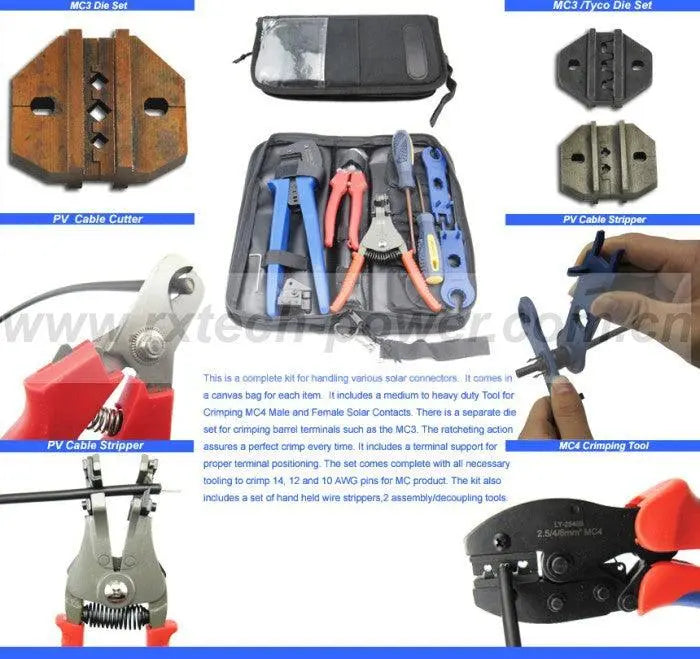 Crimping Tool for 2.5/4/6mm2 Solar Cable Solar Connector Crimping Tool Kits Crimping/Cutting/Stripping Tools with Cable R&amp;X - 54 Energy - Renewable Energy Store