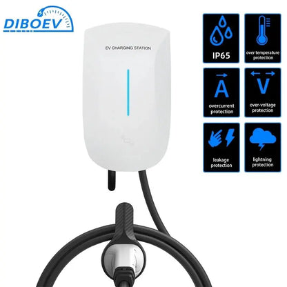 DIBO EV Charger Type2 Plug EVSE Wallbox 32A 22KW IEC62196-2 Socket 3Phase 5m Cable Wallmount Charging Station for Electric Car - 54 Energy - Renewable Energy Store