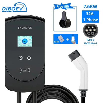 EV Charger 32A 7.6KW Electric Vehicle Car Charger EVSE Wallbox 3Phase 22KW 11KW Type2 Cable IEC62196-2 Socket APP Control - 54 Energy - Renewable Energy Store