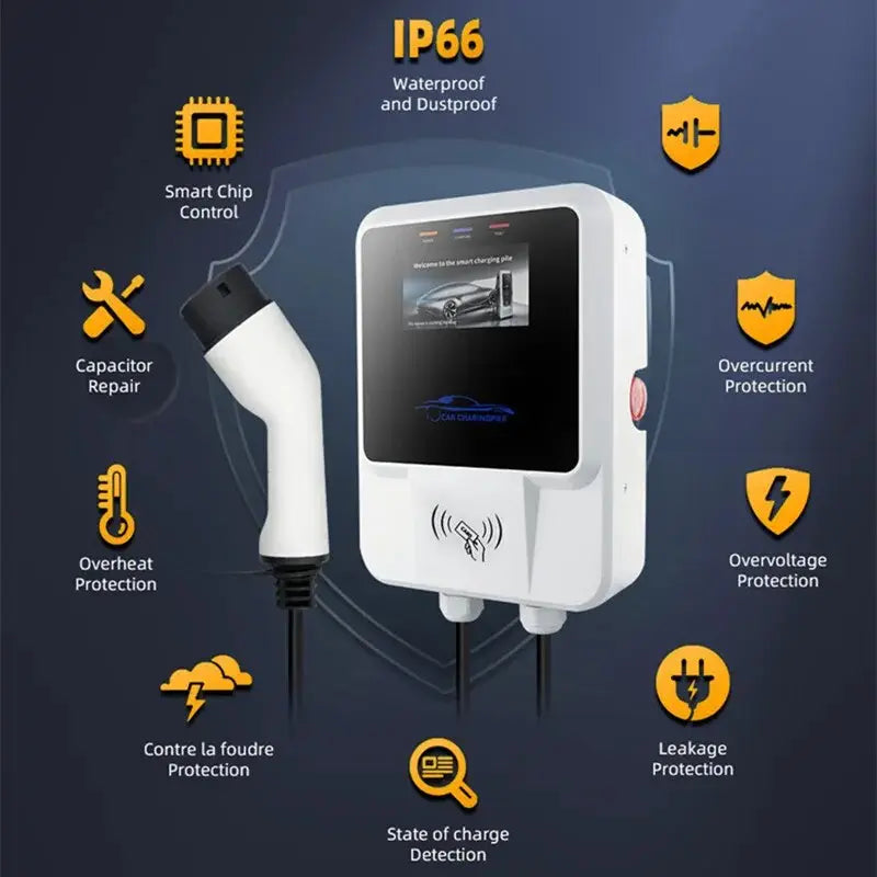 EV Charger Type2 IEC62196-2 APP Wifi Cards Control 22KW 3Phase Electric Vehicle Car Charging Station EVSE Wall Box with Cable - 54 Energy - Renewable Energy Store