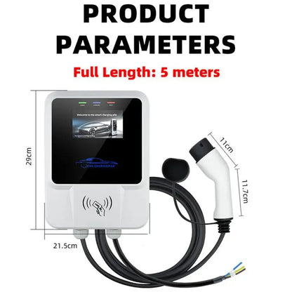 EV Charger Type2 IEC62196-2 APP Wifi Cards Control 22KW 3Phase Electric Vehicle Car Charging Station EVSE Wall Box with Cable - 54 Energy - Renewable Energy Store