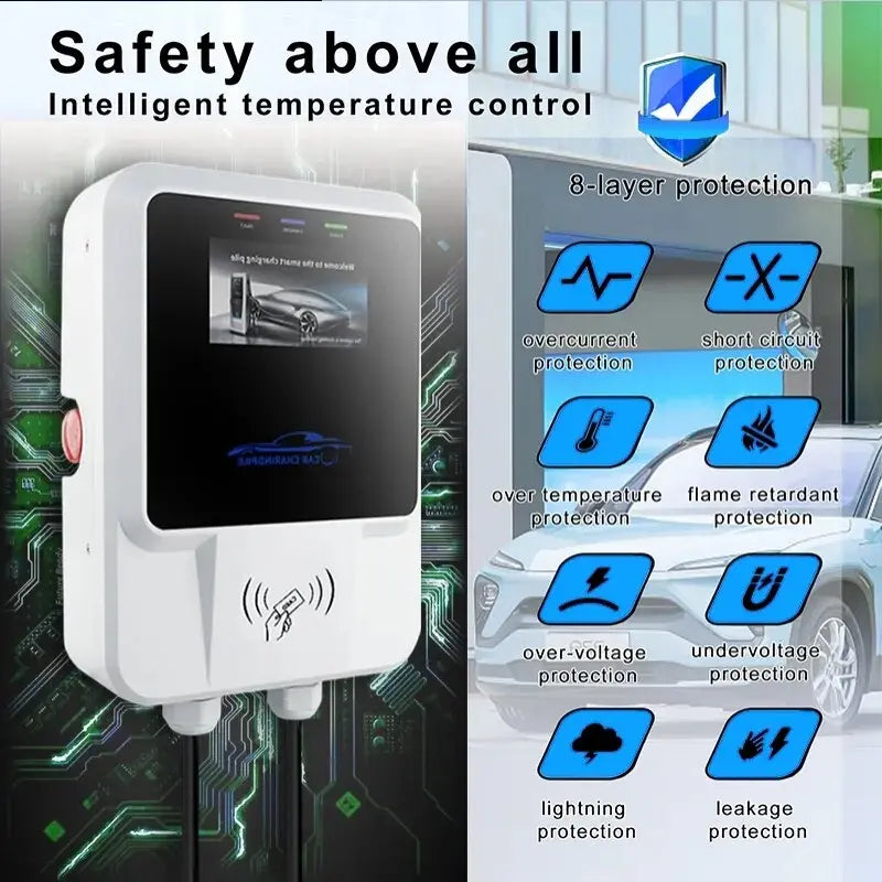 EV Charging Station 7/11/22KW Electric Vehicle Car Charger 32A EVSE Wallbox Wallmount Type2 IEC62196 Type1 with APP Wifi Cards - 54 Energy - Renewable Energy Store