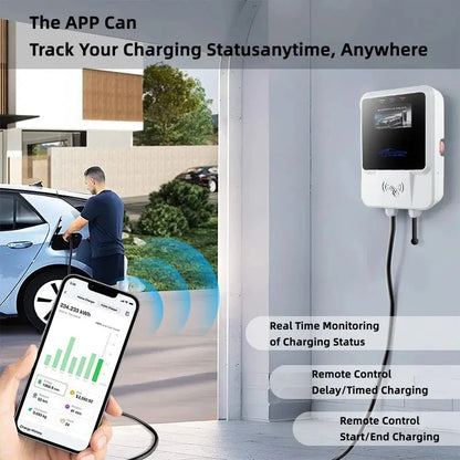 EV Charging Station 7/11/22KW Electric Vehicle Car Charger 32A EVSE Wallbox Wallmount Type2 IEC62196 Type1 with APP Wifi Cards - 54 Energy - Renewable Energy Store