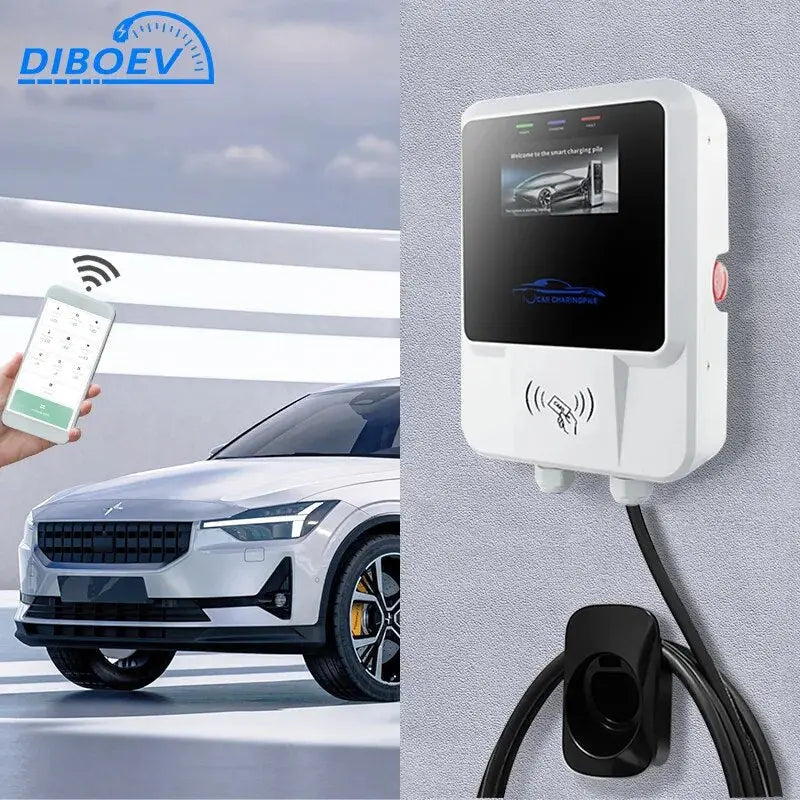 EV Charging Station 7/11/22KW Electric Vehicle Car Charger 32A EVSE Wallbox Wallmount Type2 IEC62196 Type1 with APP Wifi Cards - 54 Energy - Renewable Energy Store