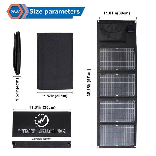 Solar Panel Charger Upgraded 28W 21W 14W Portable  Double USB 5V 18V DC Camping Foldable Solar Panel For Phone Charge Power Bank - 54 Energy - Renewable Energy Store