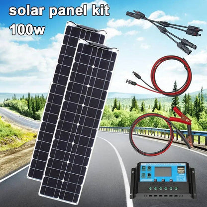 Solar Power Panel Kit 100 watt 50w 16v 12v Strip Shape Monocrystalline Cell Flexible - 54 Energy - Renewable Energy Store