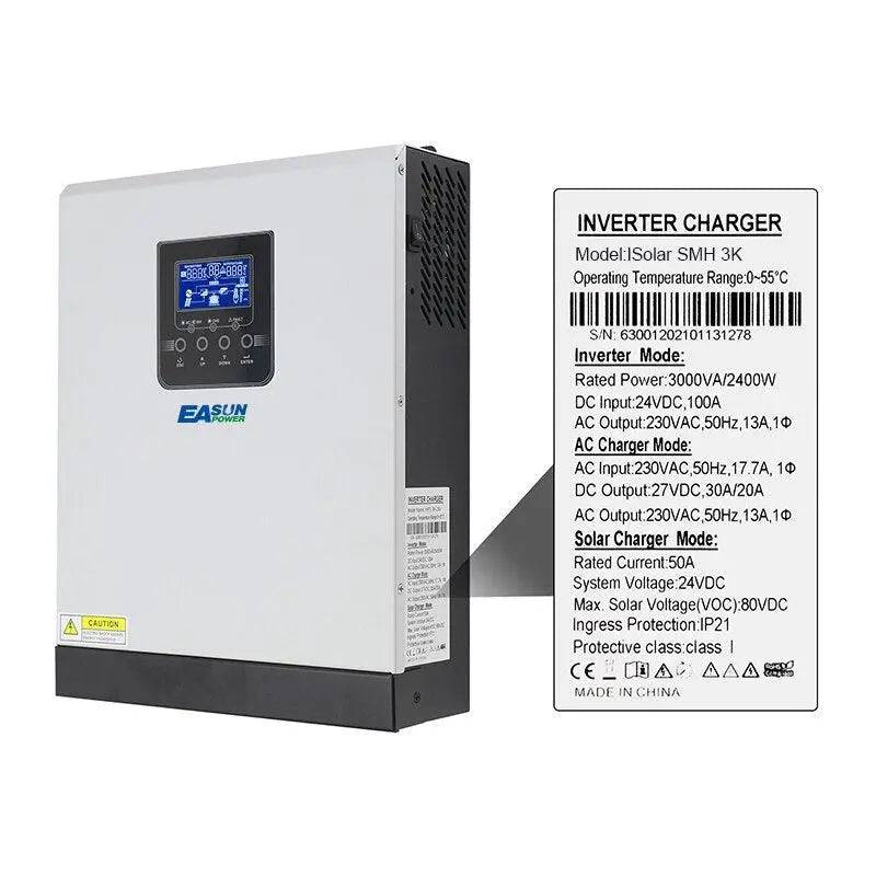 Hybrid Inverter Off Grid Pure Sine Wave 3KVA 2400W 230VAC Battery Charger 50/60Hz - 54 Energy - Renewable Energy Store