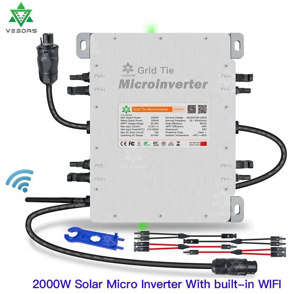 Micro Solar Inverter 2000W MPPT On Grid 20-60VDC 230VAC With WIFI - 54 Energy - Renewable Energy Store