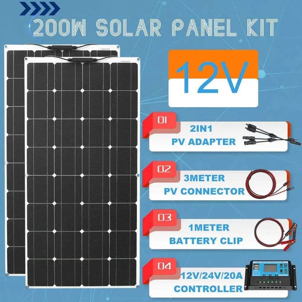 Solar Panel 300W 400W 200W 100W 1000W PET Flexible Monocrystalline Solar Cell For 12v /24V Battery Charger Home Kits - 54 Energy - Renewable Energy Store