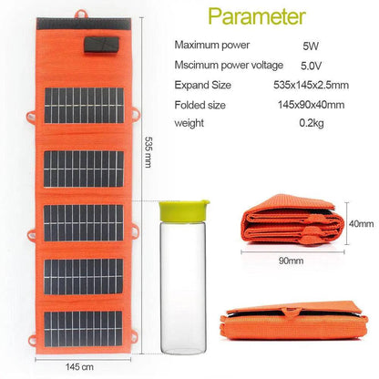 5W Portable Solar Panel Charger 5V 1A USB Out- No Batt for Outdoors Power Bank - 54 Energy - Renewable Energy Store
