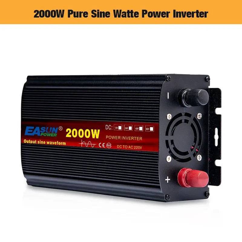 Pure Sine Wave Inverter  2000W 3000W 4000W 5000W PowerCar Inverter Converte WITH LED Display DC 12v 24v AC 110v 220v - 54 Energy - Renewable Energy Store