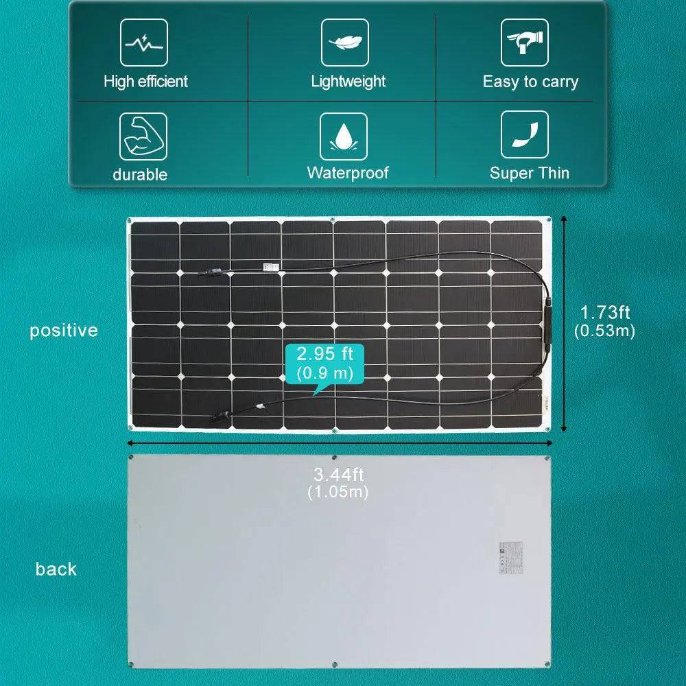 Solar Panel Solarny 100w 12v 200W 300W 100W  Pet Charger System Kit For Outdoor /Motorhomes/ Hiking RV Solar Panel - 54 Energy - Renewable Energy Store