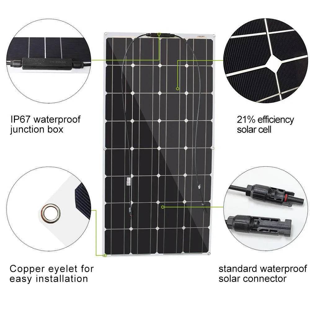 Solar Panel Mono Flexible 200W 100W  10A/20A 12/24V - 54 Energy - Renewable Energy Store