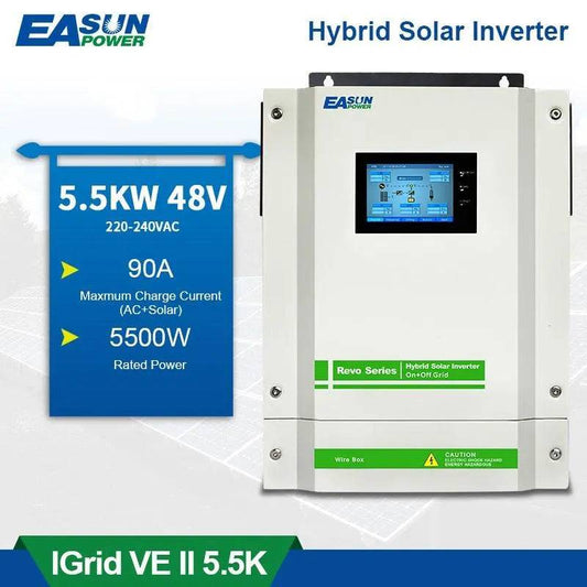 Hybrid Solar Inverter 5500W 90A MPPT Charger 220V 48V Grid Tied Touch Screen Inverter With CT Sensor 5.5KW 450Vdc - 54 Energy - Renewable Energy Store