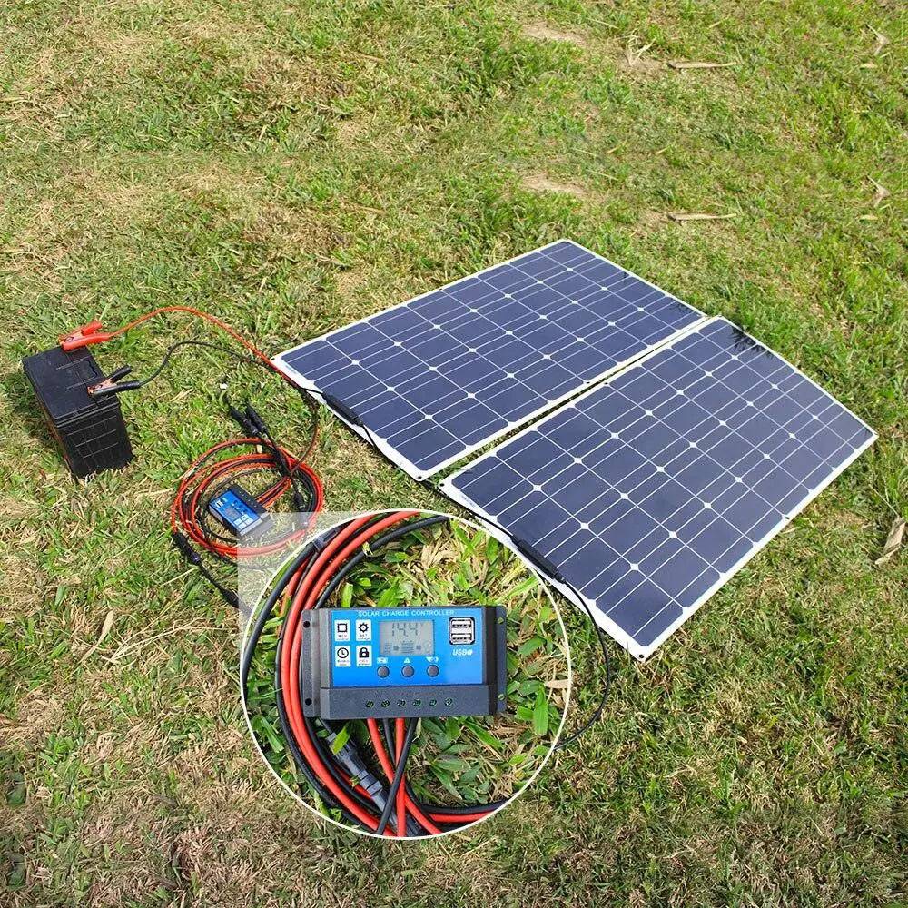 a solar panel and a charger on the ground