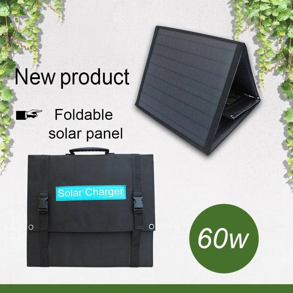 Solar Charger Panel Waterproof Foldable 18V 60W Solar Power Bank for 12v Car Battery 5V Mobile Phone Outdoor Hiking - 54 Energy - Renewable Energy Store