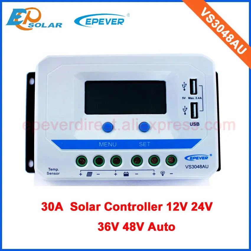 PWM 30A 30amp VS3048AU with lcd display 12v/24v/36v/48v automatic work solar panel controller bulit in USB output - 54 Energy - Renewable Energy Store