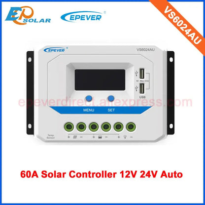 60A 60amp VS6024AU built in lcd display and USB terminal output 12v 24v auto work solar charging regulator EPSolar factory - 54 Energy - Renewable Energy Store