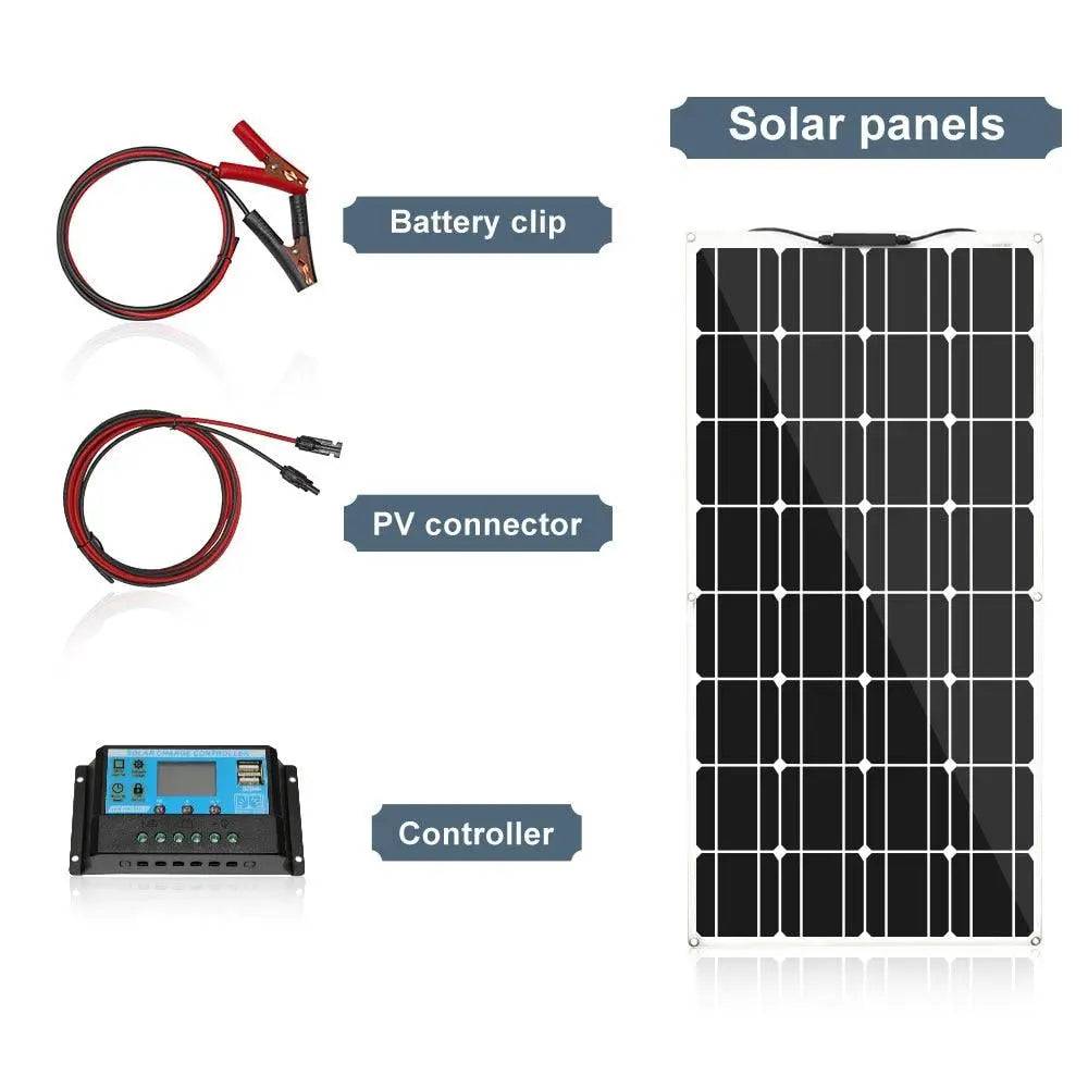 Solar System 200w 300w Power Generator 12v  Off Grid Outdoor Spot Battery Charger Complete Kit for Home Carport - 54 Energy - Renewable Energy Store