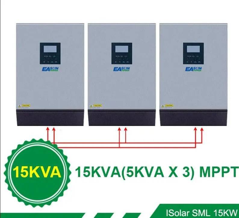 Solar Inverter 15KVA Pure Sine Wave 3-phase 380V 60A MPPT 3 x 5KVA  Off Grid Parallel Inverter 48V 220V 50/60HZ - 54 Energy - Renewable Energy Store