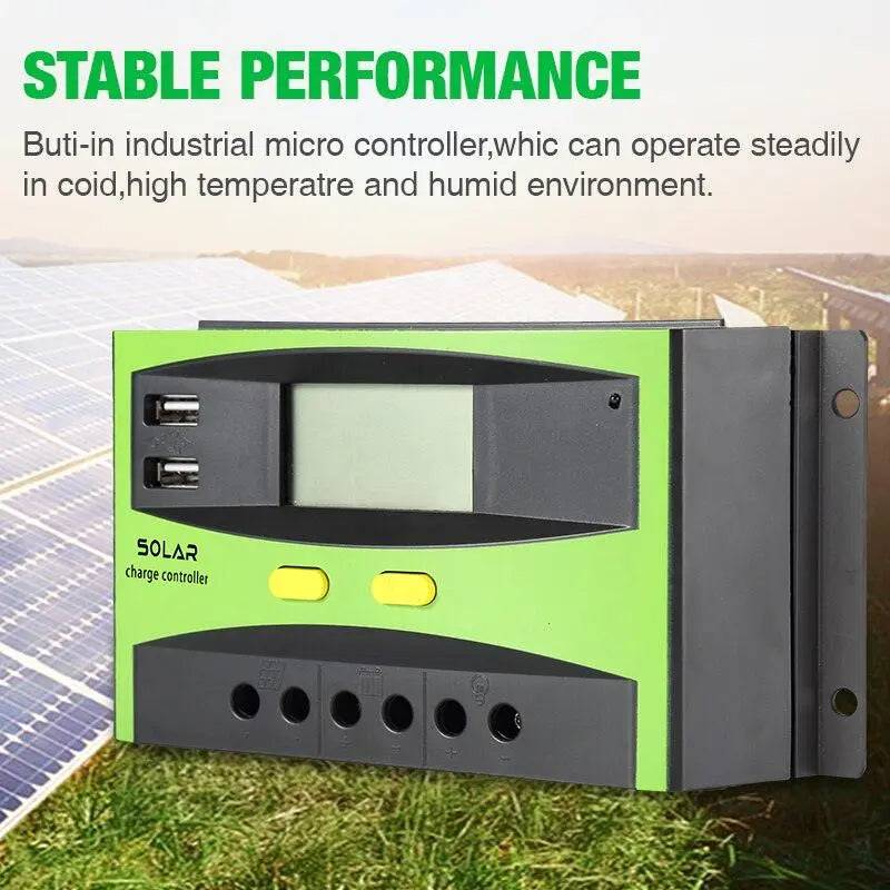Solar Controller 40A Charge Regulators Regulator 12V 24V   Dual USB PWM  Solar PV Battery Automatic Identification LCD Display - 54 Energy - Renewable Energy Store