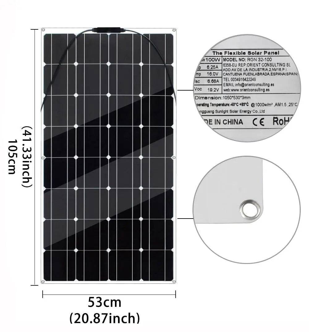 Solar Panel 200W Flexible 20A Solar 12V 24V  Controller Cables Module - 54 Energy - Renewable Energy Store